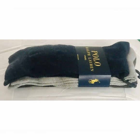New Polo Ralph Lauren 3 Pairs Men’s Socks Grey Grey Blue made in Korea - Picture 4 of 16
